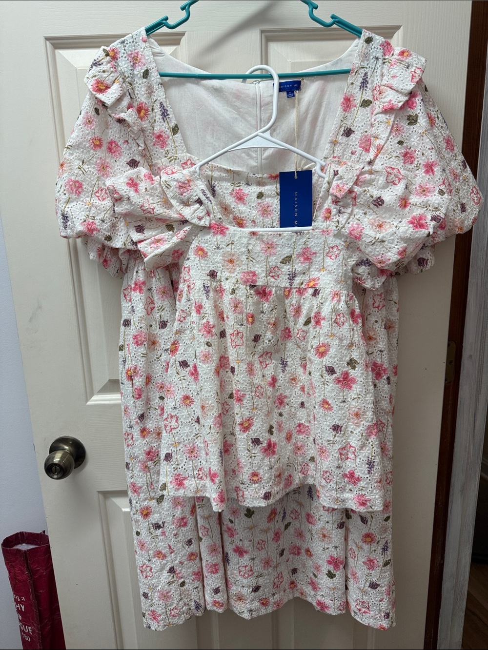 Floral Midi Dress in Pink and White mommy and me. XL and 3T